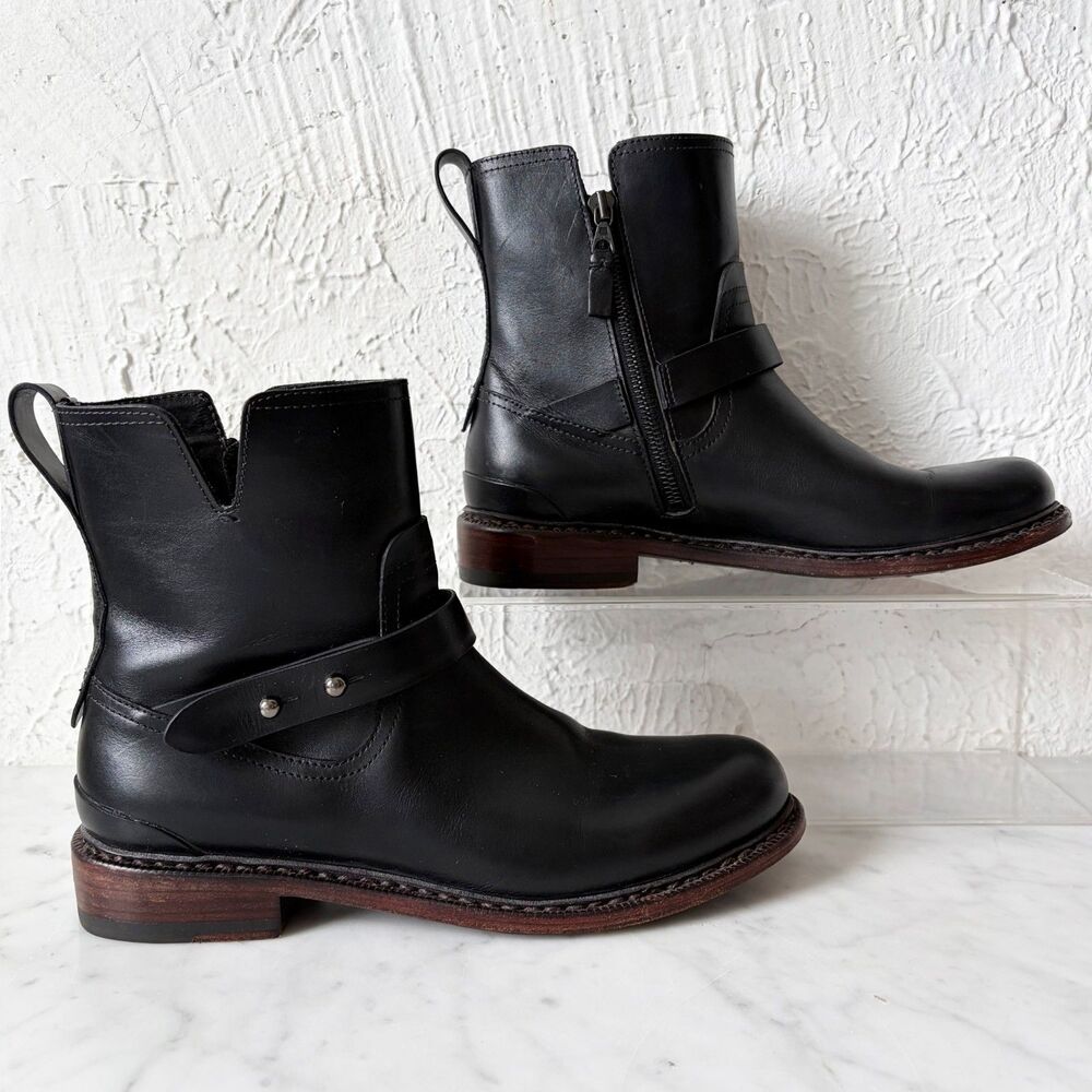 Rag & Bone Ashford Black Harness Boots Women's 9 Handmade Goodyear Welt